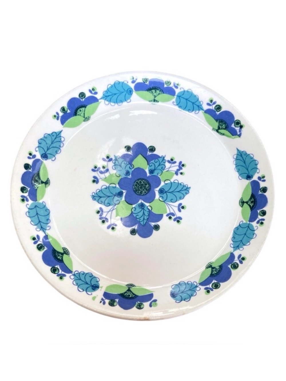 Vintage‎ Stavangerflint Bonnie 7.5” Plate Norway Blue Green Floral Scandinavian